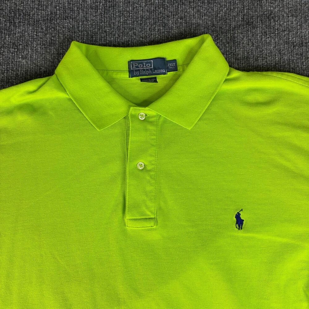 Polo Ralph Lauren Polo Shirt 2XLT Tall Neon Lime Green Cotton Mens